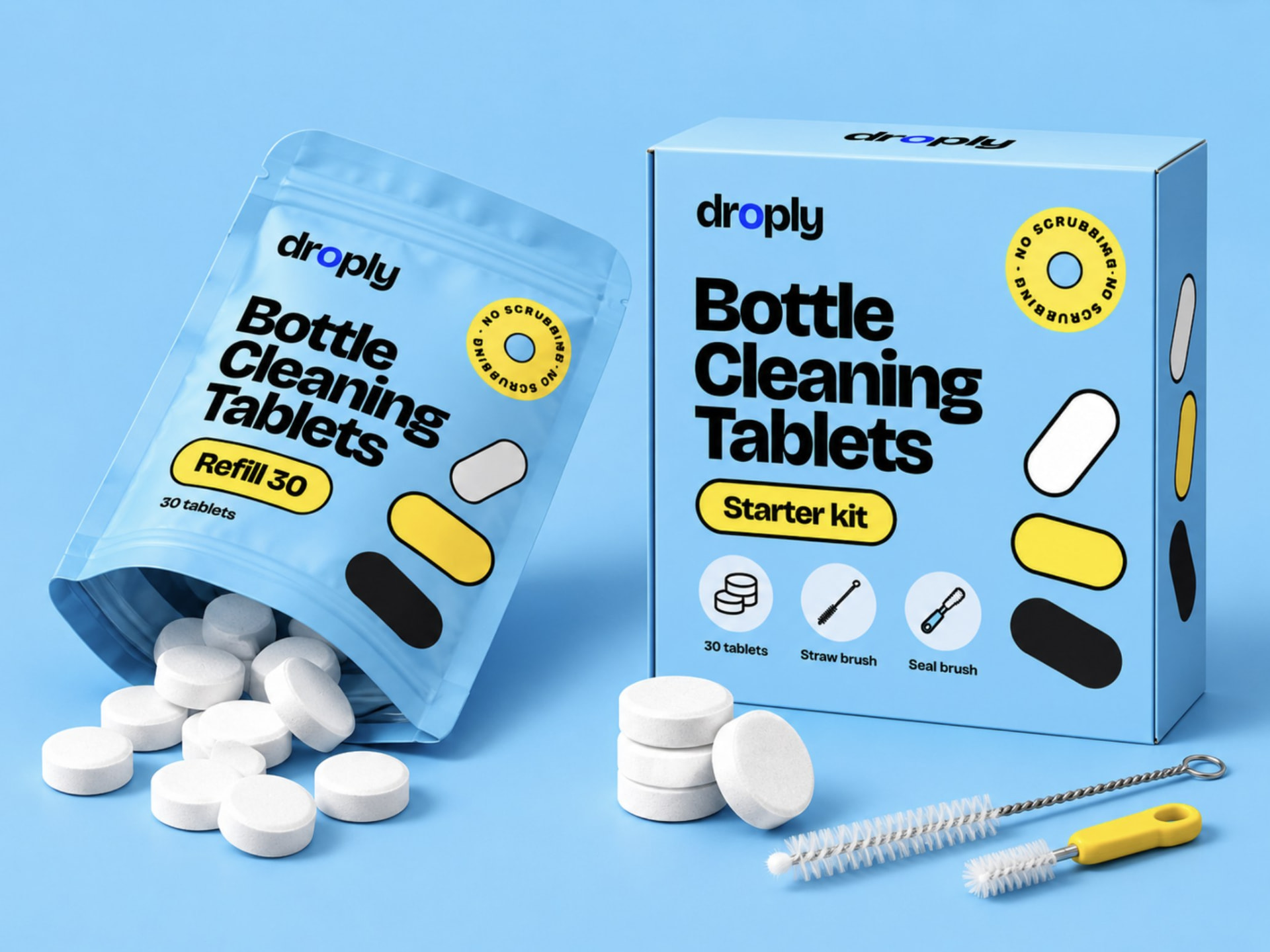 droply Refill pouch and Starter kit box